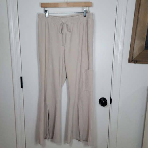 Anthropologie Daily Practice Drawstring Corduroy Wide Leg Slit Pants Size Medium - Picture 1 of 8